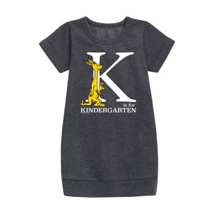 - Dr. Seuss - K Is For Kindergarten Graphic Short Sleeve Fleece Dress - 1 of 4
