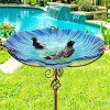 31.1" Tall Glass Bird Bath Flower Bird Feeder with Metal Stake Bird Feeder & Water Dish for Outdoor Garden Patio Decor - 2 of 4