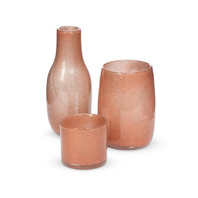 Salmon Glass Table Vase for Flowers or Candles