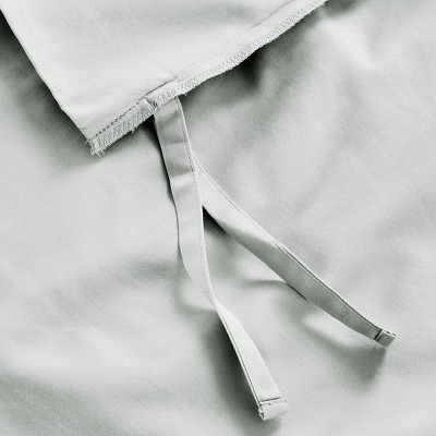 Light Grey Queen Cotton Sateen Duvet Cover Set with Button Closure
