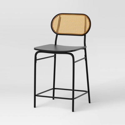 24" Woven Back Metal Counter Height Barstool Black - Room Essentials™