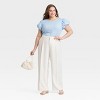 Women's Ribbed Puff Short Sleeve Blouse - A New Day™ - 3 of 3