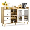 Farmhouse Sideboard Buffet Cabinet with Open Racks & 4 Drawers, Kitchen Cabinet with Glass Doors & Adjustable Shelf - 4 of 4
