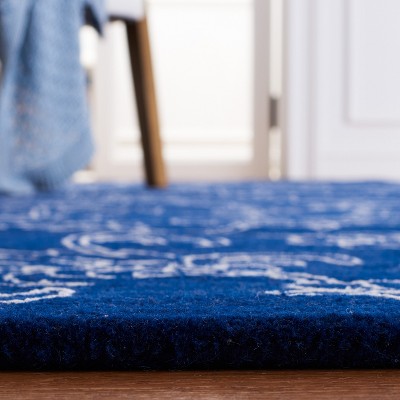 Navy/Ivory Floral Tufted Wool & Silk 3' x 5' Area Rug
