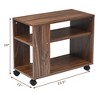Costway 3-tier Side Table W/Storage Shelf W/Wheels Space-saving Industrial Nightstand - 3 of 4