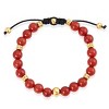 Crucible Men's Red Agate Stone and Gold Plated Steel Bead Adjustable Bracelet (8mm) - 2 of 4