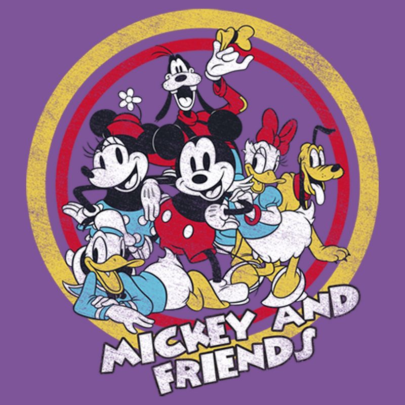 Girl's Disney Mickey & Friends Retro Group Circle T-Shirt, 2 of 5