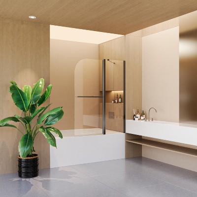NicBex 42.6"W x 58"H Glass Shower Door Pivot Tub Shower Door 1/4"(6mm) Thick Tempered Glass with Frameless and Foldable