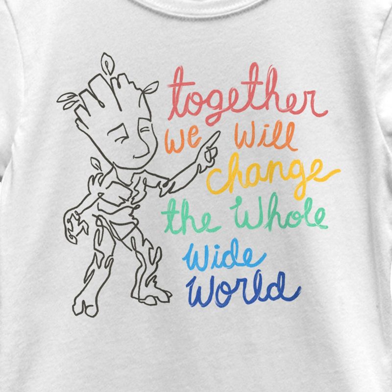 Girl's Guardians of the Galaxy Groot Together We Will Change the World T-Shirt, 2 of 5