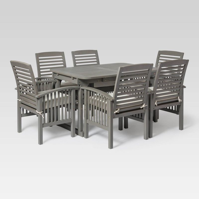 Ravenscroft 7pc Acacia Wood Patio Dining Set with Expandable Table Gray Wash - Saracina Home, 1 of 6