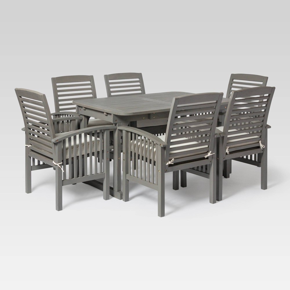 Photos - Garden Furniture Ravenscroft 7pc Acacia Wood Patio Dining Set with Expandable Table Gray Wa