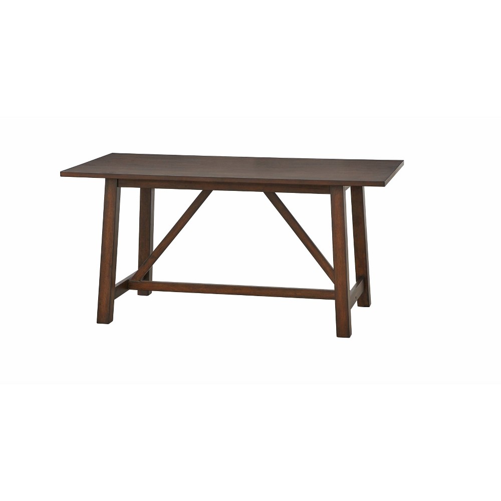 Davidson Modern Rectangular Farmhouse Dining Table Rustic Brown - Buylateral: Solid Rubberwood, 64-inch Non-Extension