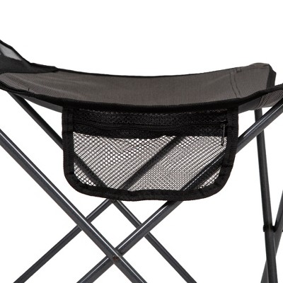 Black and Gray Polyester Folding Camping Chair with Mesh Backrest
