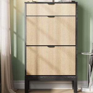 Narrow Shoe Cabinet , 3 Flip Drawers Shoe Cabinet for Entryway,Hallway - 1 of 4