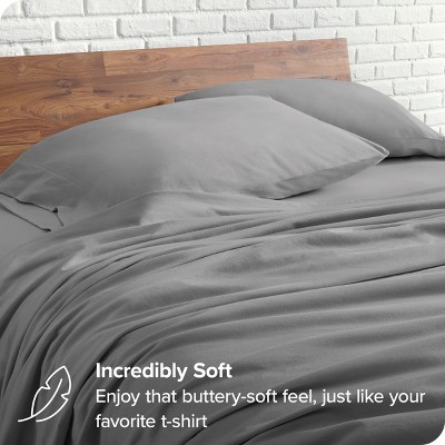 Organic Cotton Jersey Twin XL Sheet Set in Light Grey