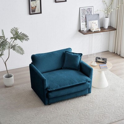 NicBex Couches for Living Room 41.4" Single Deep Seat Sofa Chenille Upholstered Armchair 1 Seater Reading Chair With 1 Pillow for Bedroom