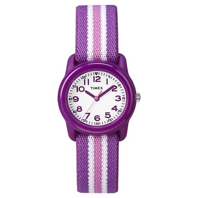 Kid s Timex Watch With Striped Strap Purple white Tw7c061009j