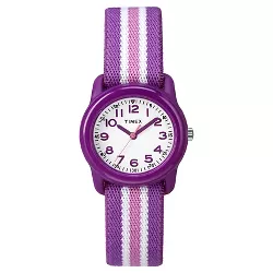 Kid's Timex Watch with Striped Strap - Purple/White TW7C061009J
