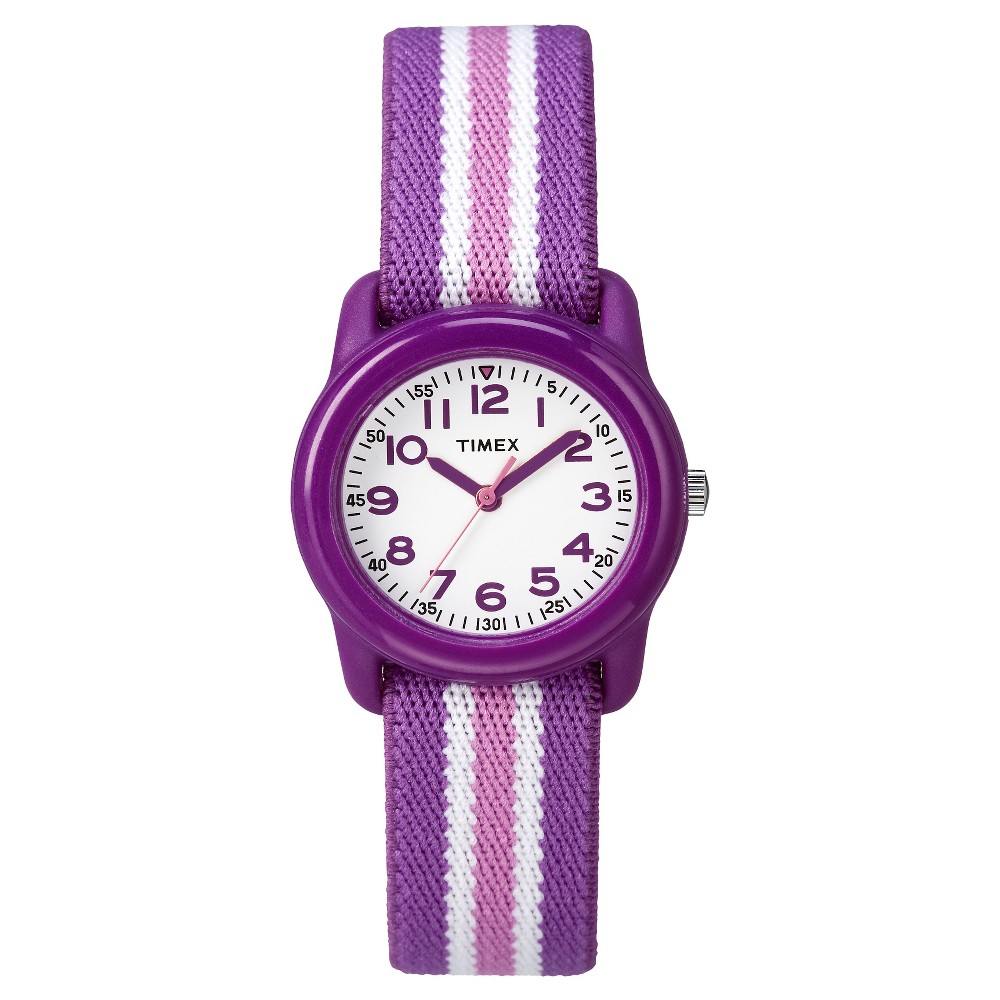 Photos - Wrist Watch Timex Kid's  Watch with Striped Strap - Purple/White TW7C061009J 