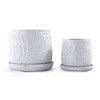 Vynxaria 2-Piece Gloss White Ceramic Planter Pot Set for Indoor & Outdoor Use - 2 of 4