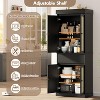 Tall Pantry Cabinet, Rattan Kitchen Pantry Storage Cabinet with Drawer, Doors and Adjustable Shelves, for Bathroom, Dining Room, Living Room, Black - 4 of 4