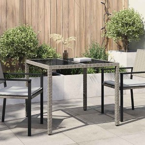 Garden Dining Table Gray 35.4" x 35.4" x 29.5" Poly rattan - 1 of 4