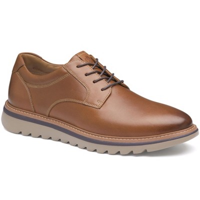 Johnston & Murphy Men's Braydon Plain Toe Dress Casual Shoe, Tan Full Grain, Size 8