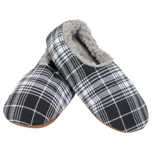 Elanze Designs Black Plaid Mens Plush Lined Cozy Non Slip Indoor Soft Slippers - Large - 1 of 4