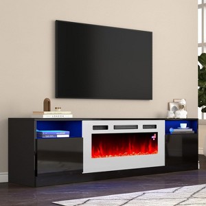 AMERLIFE TV Stand with Fireplace, LED Light Entertainment Center - 1 of 4