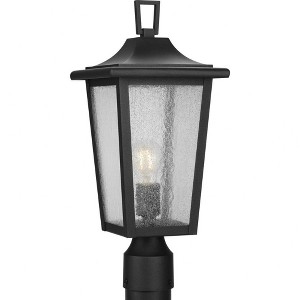 Progress Lighting, Padgett Collection, 1-Light Outdoor Post Light, Textured Black, Clear Seeded Glass. - 1 of 1