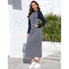 Coolmee Women's Casual Long Sleeve Side Slit Pullover Maxi Hoodie Dress Slim Striped Long Dresses with Pockets - 4 of 4