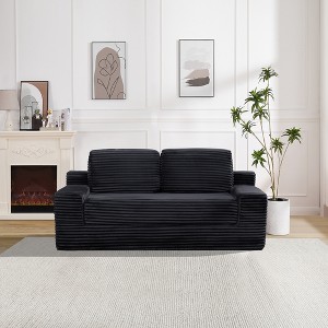 VASIP 70''Corduroy Cloud Double Sofa,2-in-1 Convertible Sofa Bed & Boneless Design,for Living Room, Apartment & Small Spaces,Gray - 1 of 4