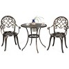 Tangkula Set of 3 Patio Cast Aluminum Dining Table Chairs Set - 4 of 4
