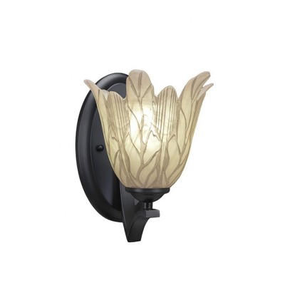 Toltec Lighting Zilo 1 - Light Sconce in  Matte Black with 7" Vanilla Leaf Shade