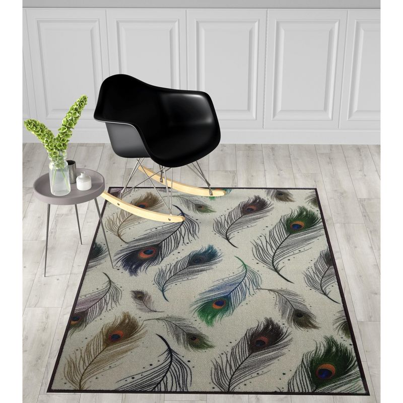 Deerlux Modern Animal Print Living Room Area Rug with Nonslip Backing, Peacock Pattern, 8 x 10 Ft Large, 4 of 6