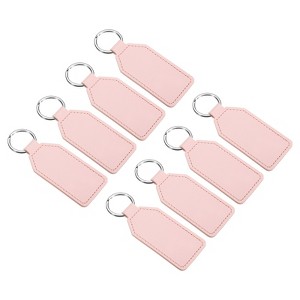 Unique Bargains PU Leather Keychain Blanks with Key Ring for DIY Laser Engraving 8 Pcs - 1 of 4