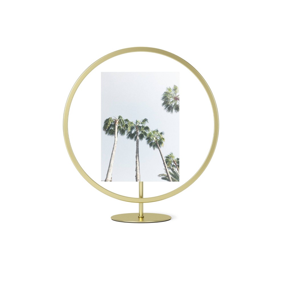 Photos - Photo Frame / Album Umbra 5"x7"  Infinity Picture Frame Matte Brass: Modern Round Single Image, 