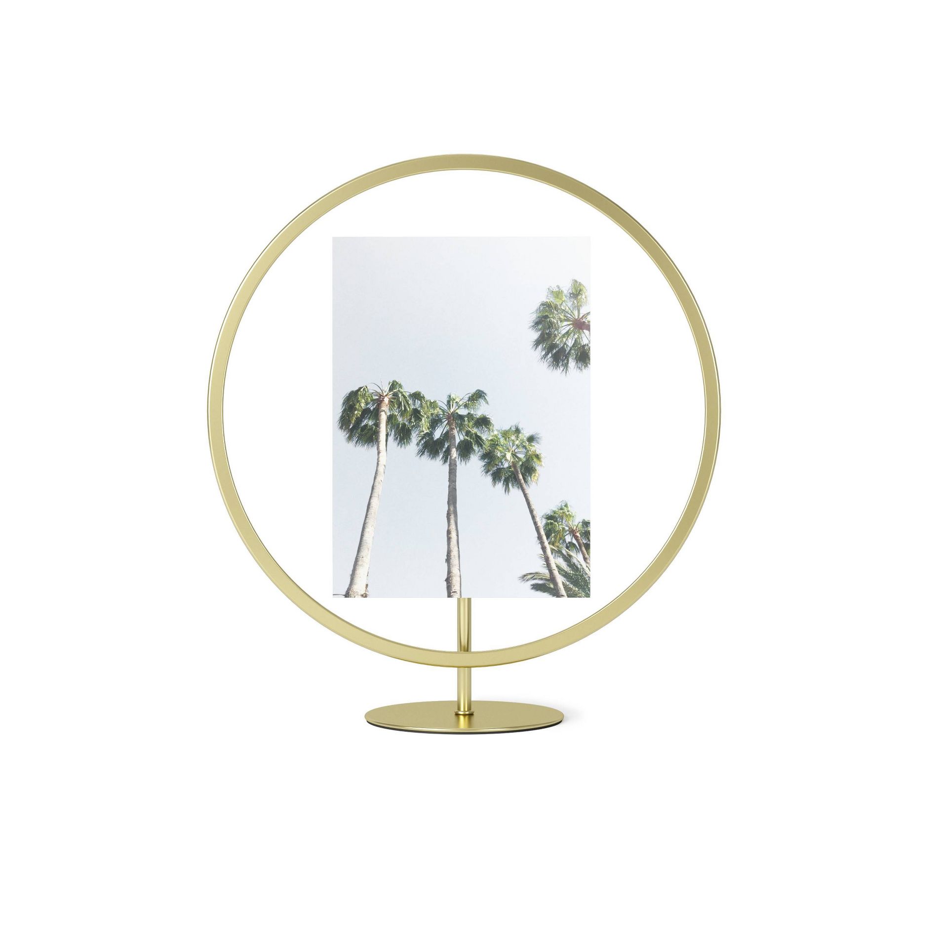 5"x7" Umbra Infinity Picture Frame Matte Brass: Modern Round Single Image, Pedestal Stand, Steel Material