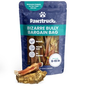 Pawstruck Natural “Bizarre” Bully Sticks Bargain Bag for Dogs & Puppies - Best Bulk Long Lasting Low Odor Chew Bones - 1 of 4