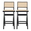 Mid-Century Rattan Bar Stool (Set of 2) with Full Back, Skin-Friendly Breathable Rattan and Perfect for Kitchen Island or Home Bar - 3 of 4