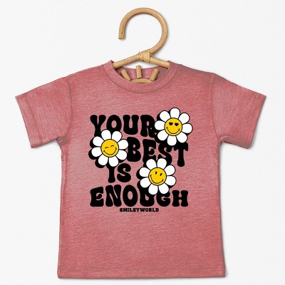The Juniper Shop SmileyWorld Your Best Is Enough Floral Toddler Short Sleeve Tee