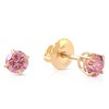 Pompeii3 3/8Ct Pink Lab Created Diamond Screw Back Studs Earrings 14K Yellow Gold - 2 of 4