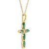 Pompeii3 1/2ct Emerald Marquise Diamond Necklace Cross Pendant 10K Yellow Gold 1" Tall - 2 of 4