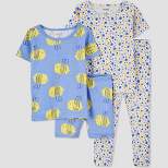 Carter's Just One You®️ Toddler Girls' 4pc Floral Lemon Bee Snug Fit Pajama Set - Blue/Yellow