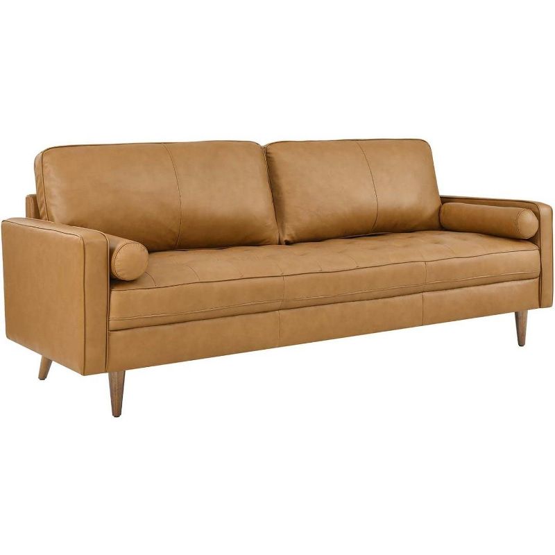 Modway Valour 88" Modern Style Leather and Dense Foam Sofa in Tan Finish, 1 of 2