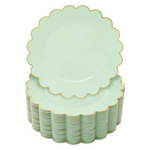 Blue Panda 50 Pack Green Plastic Dinner Plates With Gold Scalloped Edges For Birthday Party Wedding Baby Shower 9 In Target