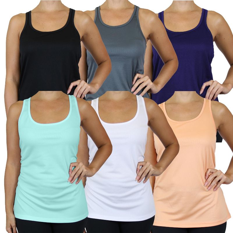 Galaxy By Harvic Women's Moisture Wicking Racerback Tanks, 2 of 3