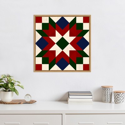 Christmas Barn Quilt IV Red Green Blue Canvas Art Print
