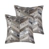HomeRoots Set of Two 18" Gray Brown And Silver Chevron Cowhide Throw Pillows - 3 of 4