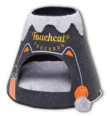 Touchcat  Molten Lava Designer Triangular Cat Pet Kitty Bed House With Toy